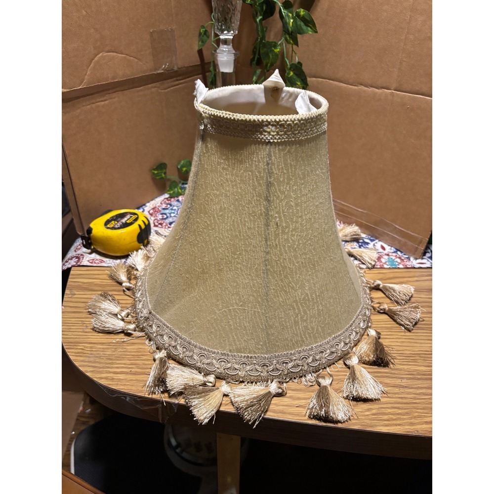 Champagne Gold Fabric Tassel Lampshade Bell Shape Traditional Style Decor